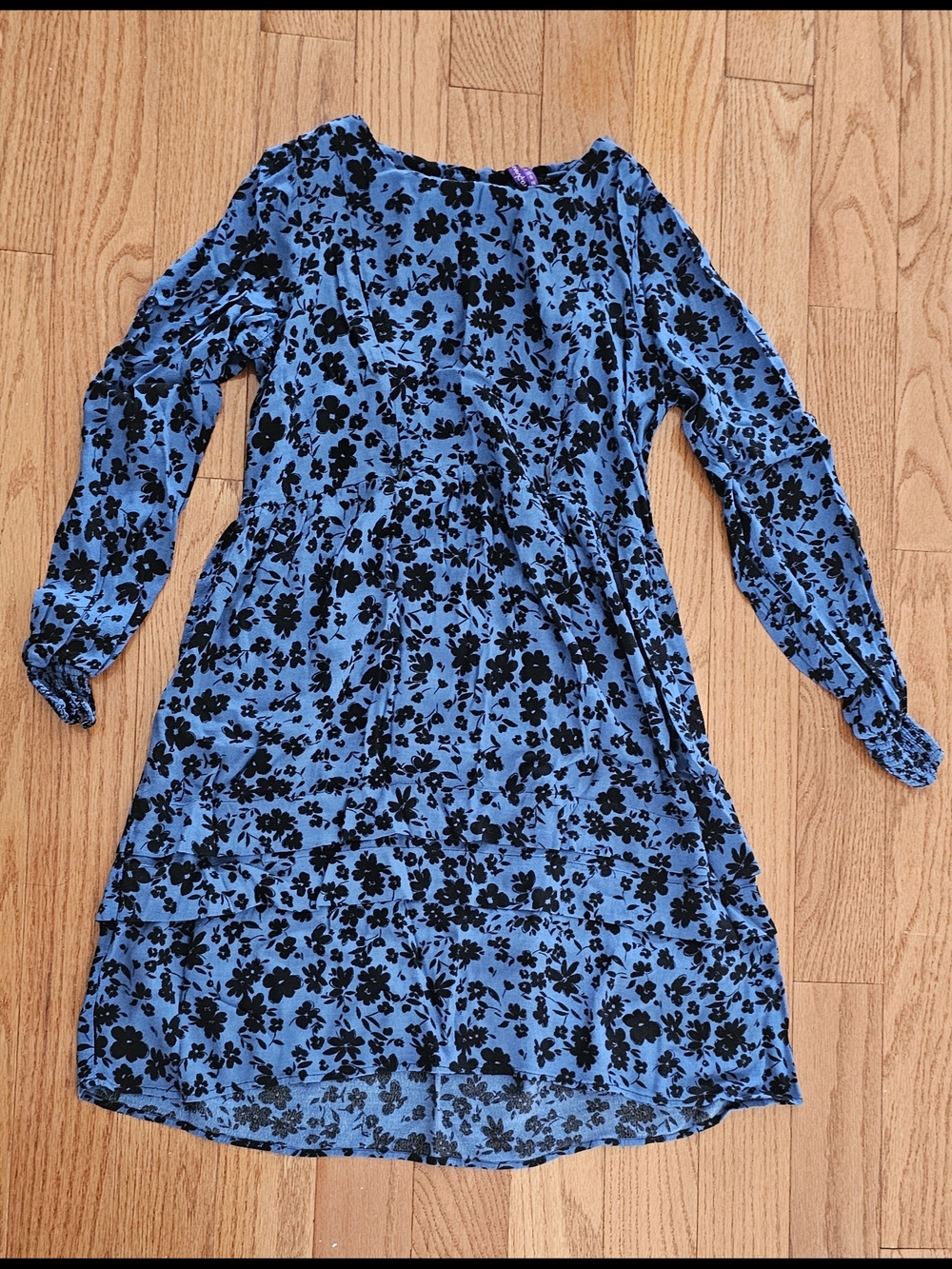 Seraphine Maternity Nursing Blue Dress with Black Floral Print US 6